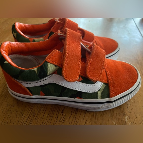Vans Other - Vans Kids Sneakers in Bright Orange and Green Camouflage